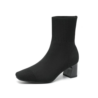 Bottines chaussettes élastiques à talon épais