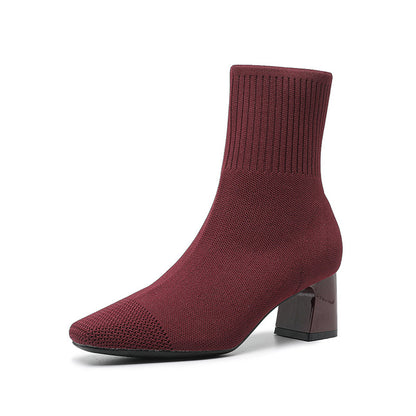 Bottines chaussettes élastiques à talon épais